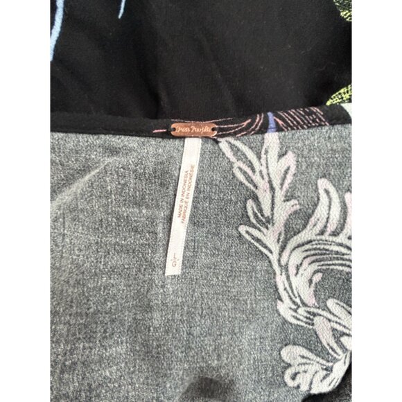 Free People Womens Clear Skies Cold Shoulder Tunic Dress Large Black Floral Boho - Picture 4 of 8